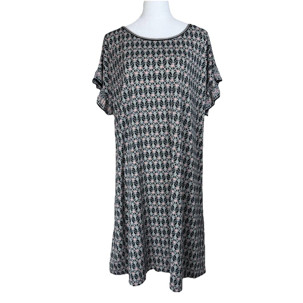 Max Studio Women's 2X Knee Length Dress Short Sleeves Lightweight Flowy Casual